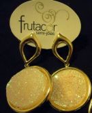 Brinco Dourado com Pedra Branca